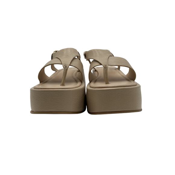 Free People Hold Tan Leather Platform Sandals Size 9.5